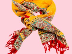 Golden Bloom Yellow Indian Silk Scarf