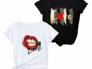 Mateamoda Women T-shirts 2 PCS Ladies Tops Tees Tshirt Sets Female Clothing