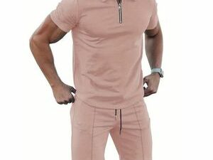 COOFENRISY Mens Short Sets 2 Piece Outfits Polo Shirt