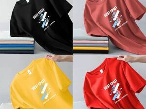 Short sleeved T-shirt Ice Silk Round Neck Casual 4-piece – Multicolour