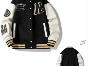 TOUPHY Men’s Jacket Stitched Contrasting Color Handsome-Black